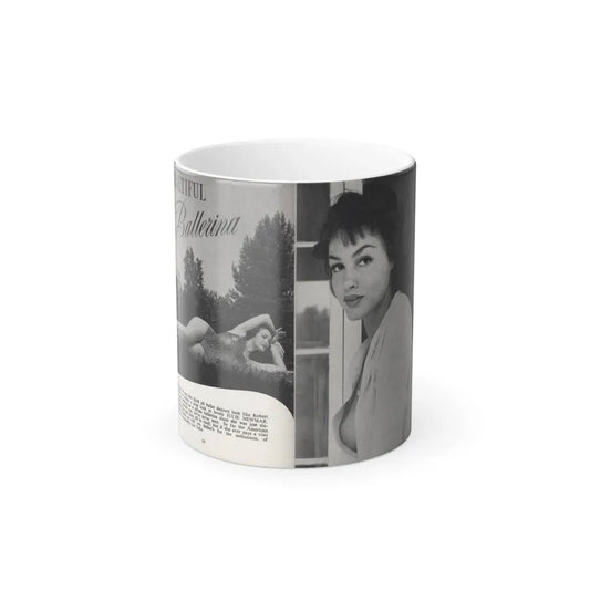 Julie Newmar #601 - [Pages 14-15] Pages 1 & 2 of 6 with, Julie+2 B&W Photos & Article from SPICK Pocket Mag. April '58 (Vintage Female Icon) Color Changing Coffee Mug 11oz - Go Mug Yourself