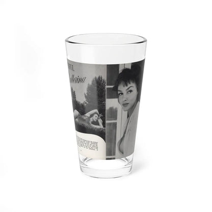Julie Newmar #601 - Pages 14-15 Pages 1 & 2 of 6 with, Julie+2 B&W Photos & Article from SPICK Pocket Mag. April '58 (Vintage Female Icon) Pint Glass 16oz 16oz - Go Mug Yourself