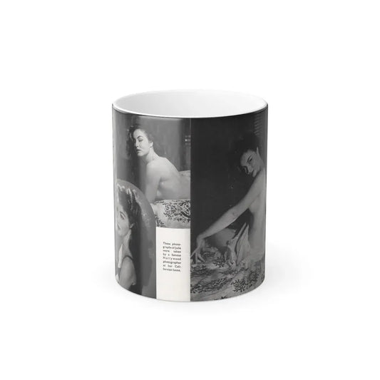 Julie Newmar #602 - [Pages 15-16] Pages 3 & 4 of 6 with, Julie+3 B&W Photos & Caption from SPICK Pocket Mag. April '58 (Vintage Female Icon) Color Changing Coffee Mug 11oz - Go Mug Yourself