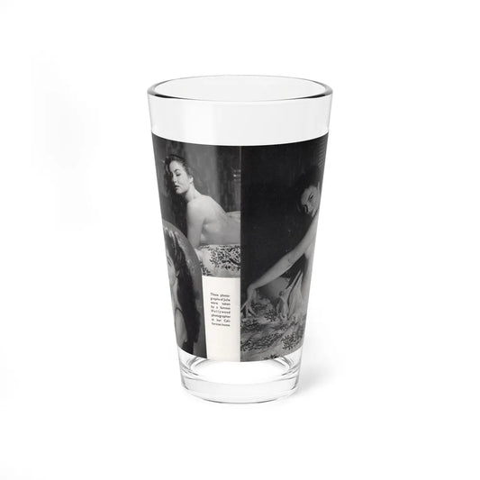 Julie Newmar #602 - Pages 15-16 Pages 3 & 4 of 6 with, Julie+3 B&W Photos & Caption from SPICK Pocket Mag. April '58 (Vintage Female Icon) Pint Glass 16oz 16oz - Go Mug Yourself