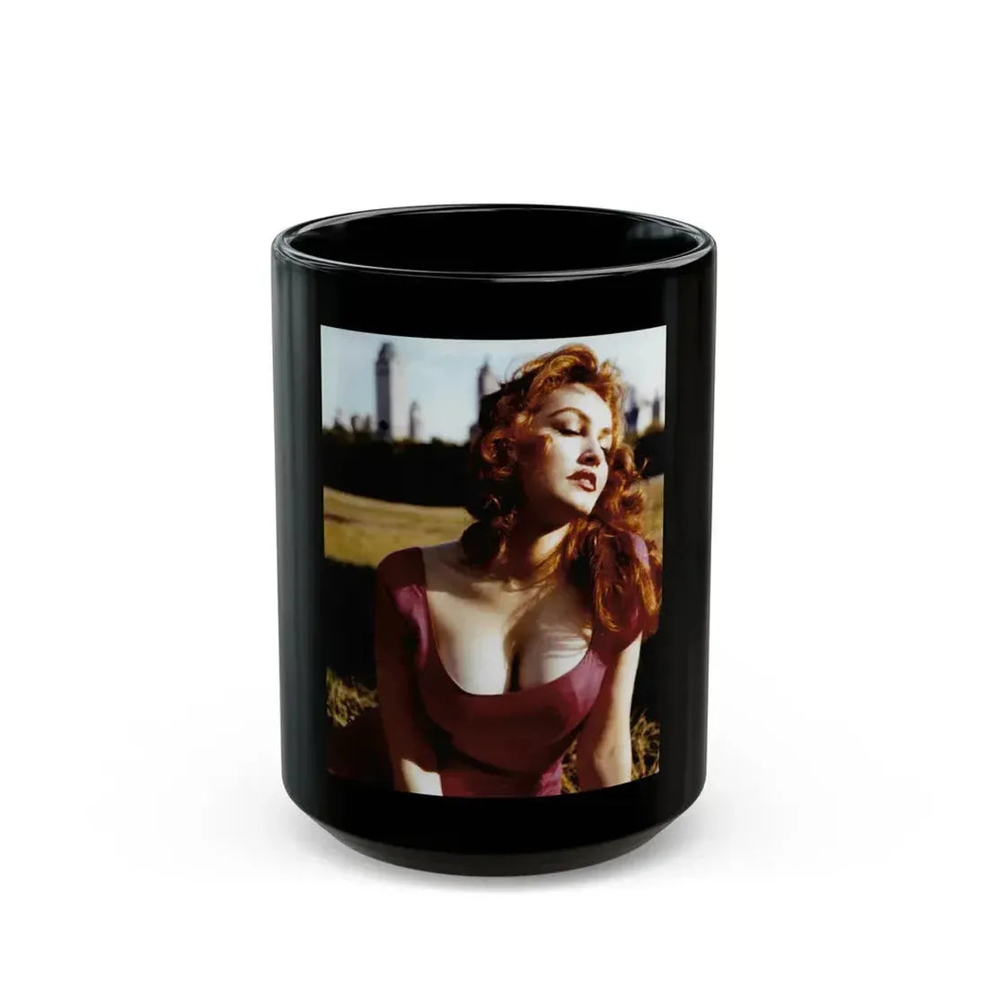 Julie Newmar #79 (Vintage Female Icon) Black Coffee Mug 15oz - Go Mug Yourself