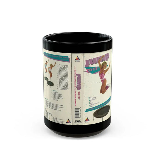 JUMP TO IT THE ULTIMATE WORKOUT ON YOUR REBOUNDING UNIT (VHS COVER) - Black Coffee Mug 15oz - Go Mug Yourself