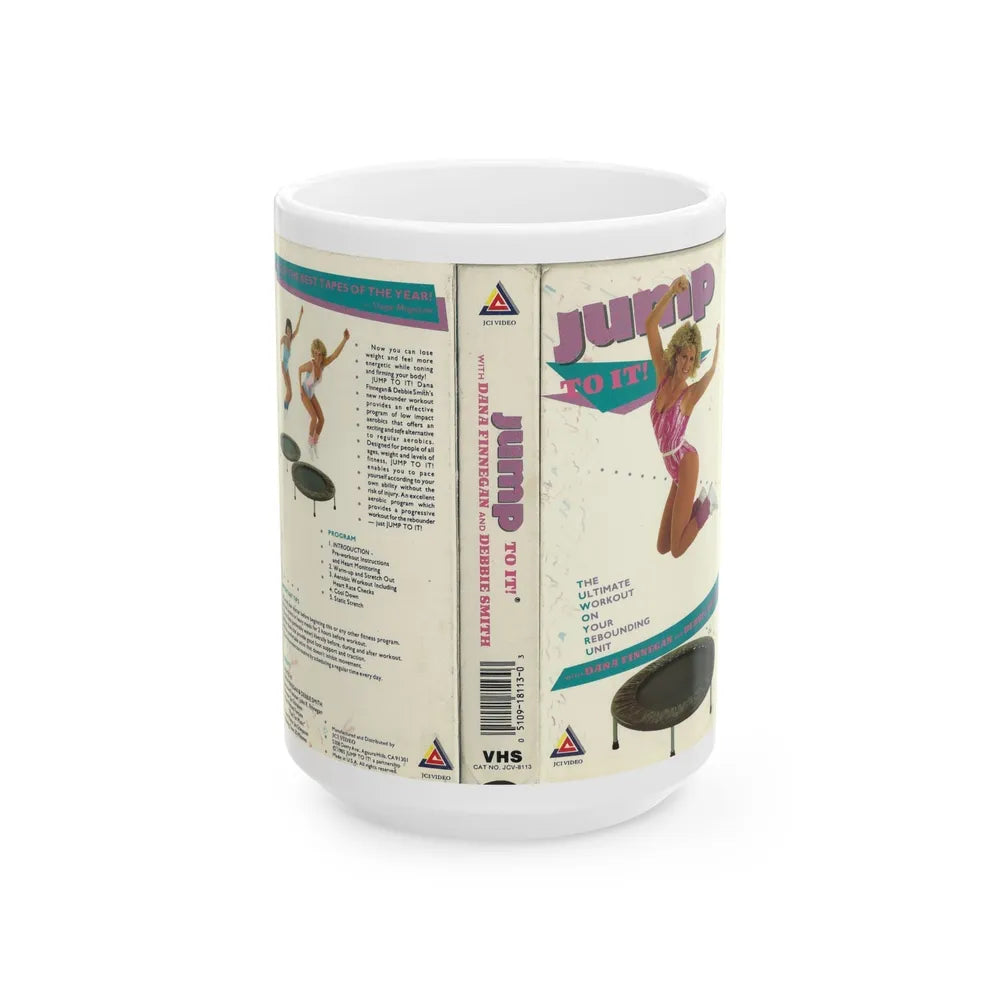 JUMP TO IT THE ULTIMATE WORKOUT ON YOUR REBOUNDING UNIT (VHS COVER) - White Coffee Mug-15oz-Go Mug Yourself