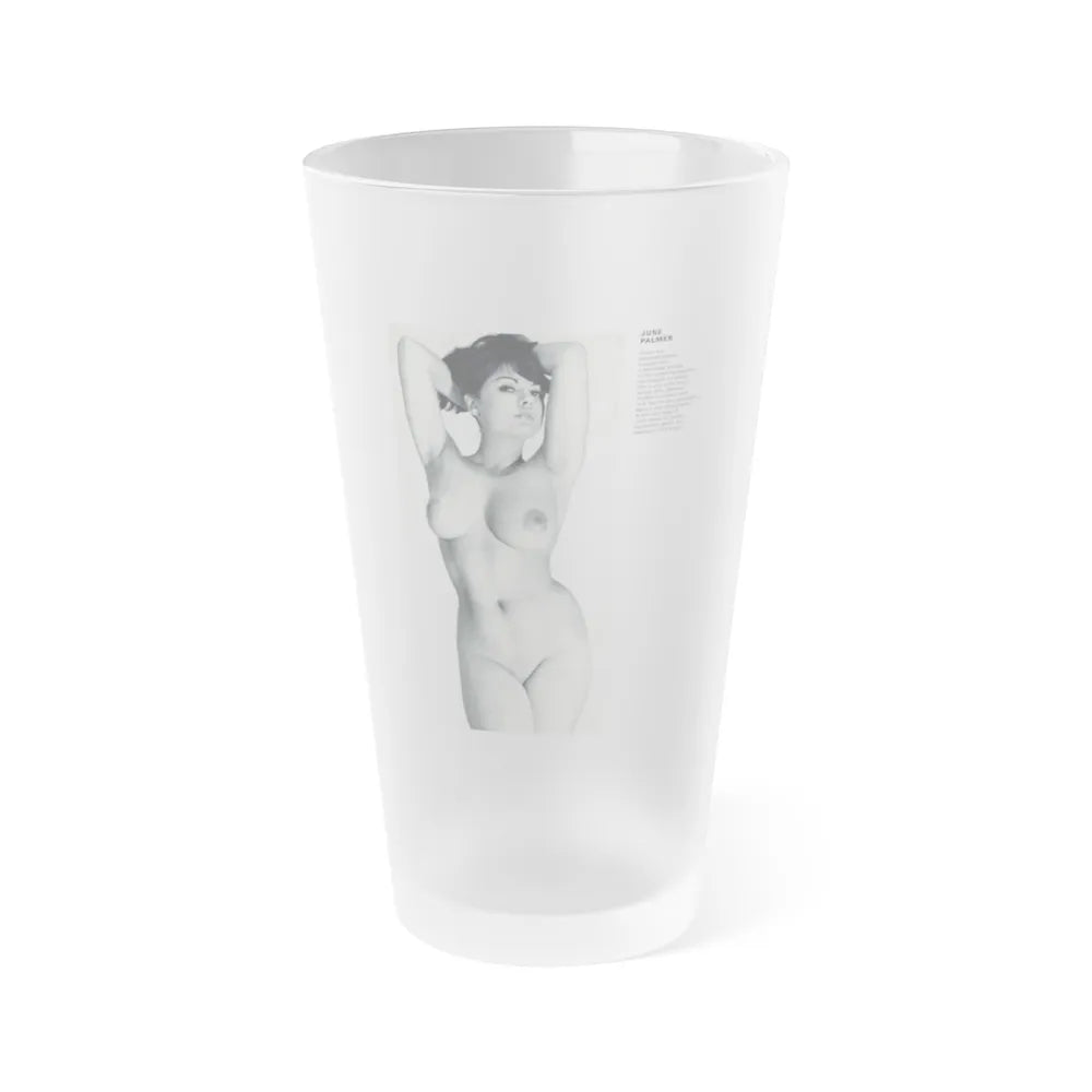 June Palmer #138 - Nude Magazine Spread (Vintage Female Icon) Frosted Pint Glass 16oz-16oz-Frosted-Go Mug Yourself