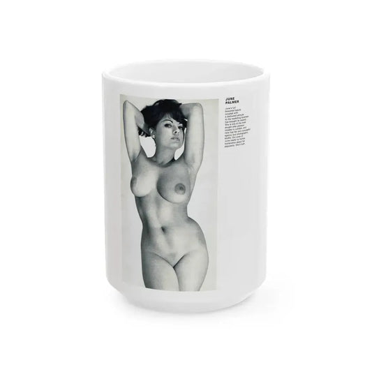 June Palmer #138 - Nude Magazine Spread (Vintage Female Icon) White Coffee Mug 15oz - Go Mug Yourself