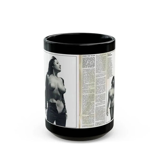 June Palmer #139 - Topless Magazine Spread (Vintage Female Icon) Black Coffee Mug 15oz - Go Mug Yourself