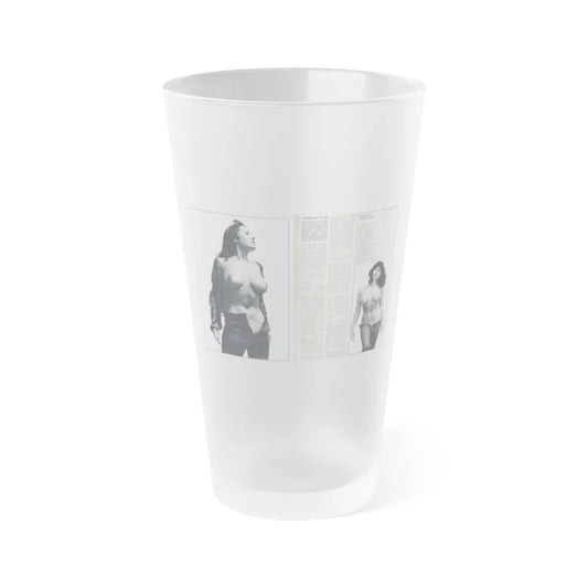 June Palmer #139 - Topless Magazine Spread (Vintage Female Icon) Frosted Pint Glass 16oz-16oz-Frosted-Go Mug Yourself