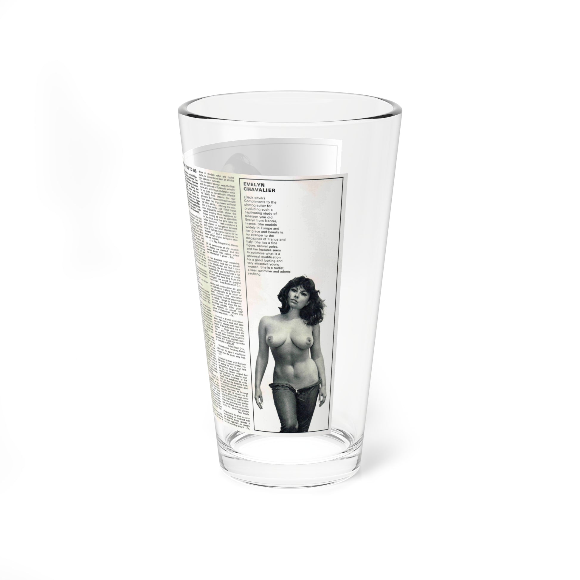 June Palmer #139 - Topless Magazine Spread (Vintage Female Icon) Pint Glass 16oz-Go Mug Yourself