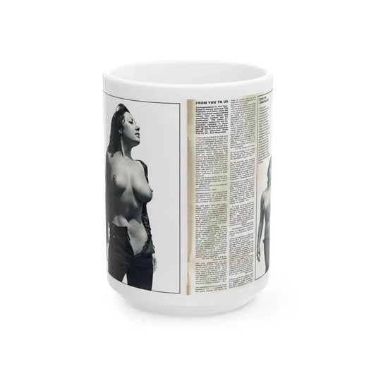 June Palmer #139 - Topless Magazine Spread (Vintage Female Icon) White Coffee Mug 15oz - Go Mug Yourself