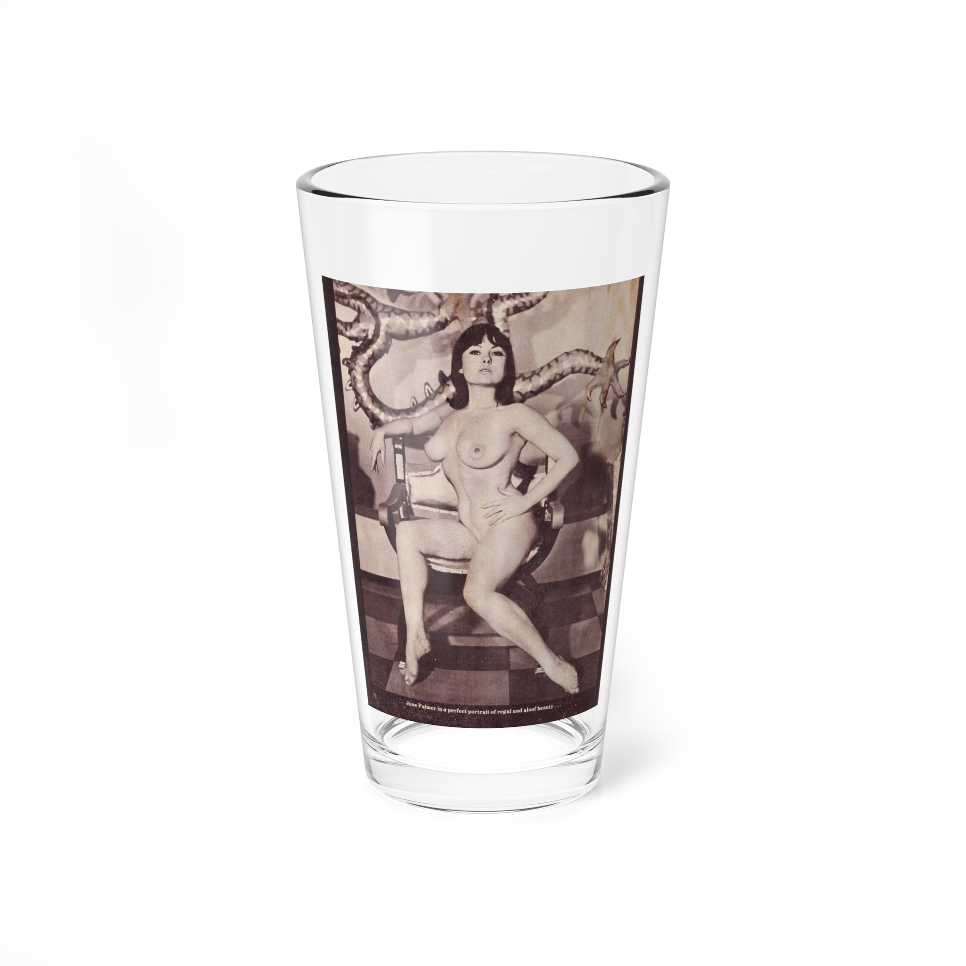 June Palmer #141 - Nude (Vintage Female Icon) Pint Glass 16oz-16oz-Go Mug Yourself