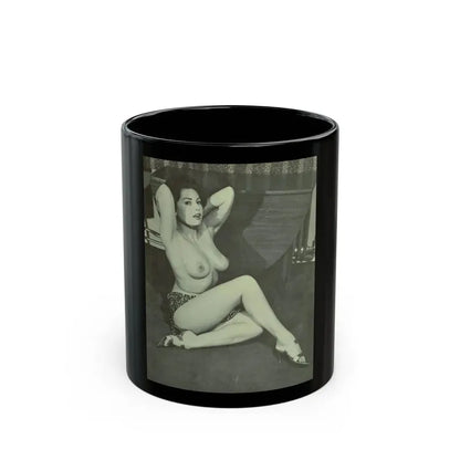 June Palmer #147 - Topless (Vintage Female Icon) Black Coffee Mug 11oz - Go Mug Yourself