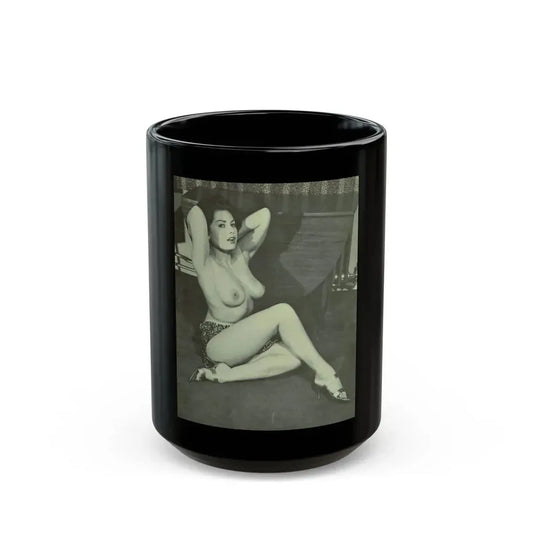 June Palmer #147 - Topless (Vintage Female Icon) Black Coffee Mug 15oz - Go Mug Yourself