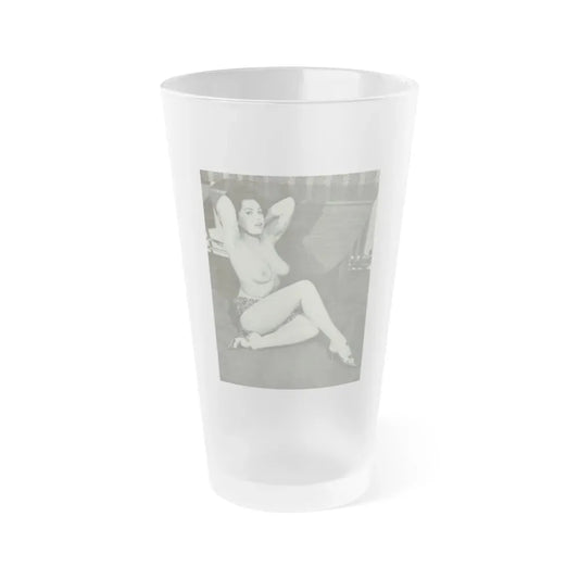 June Palmer #147 - Topless (Vintage Female Icon) Frosted Pint Glass 16oz 16oz Frosted - Go Mug Yourself
