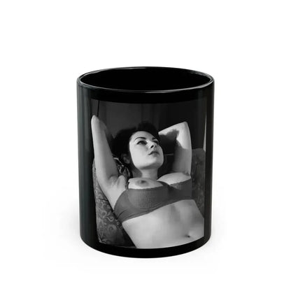June Palmer #15 - Topless (Vintage Female Icon) Black Coffee Mug 11oz - Go Mug Yourself