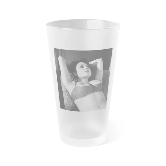 June Palmer #15 - Topless (Vintage Female Icon) Frosted Pint Glass 16oz 16oz Frosted - Go Mug Yourself