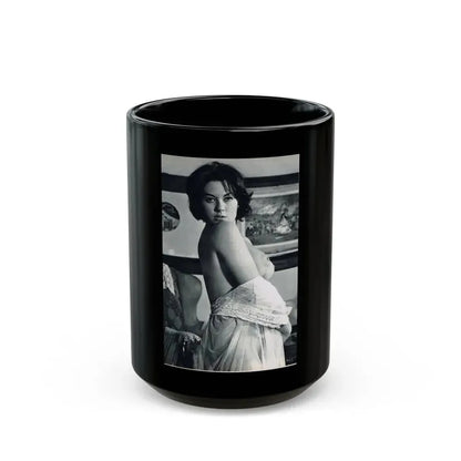 June Palmer #150 - Topless (Vintage Female Icon) Black Coffee Mug 15oz - Go Mug Yourself