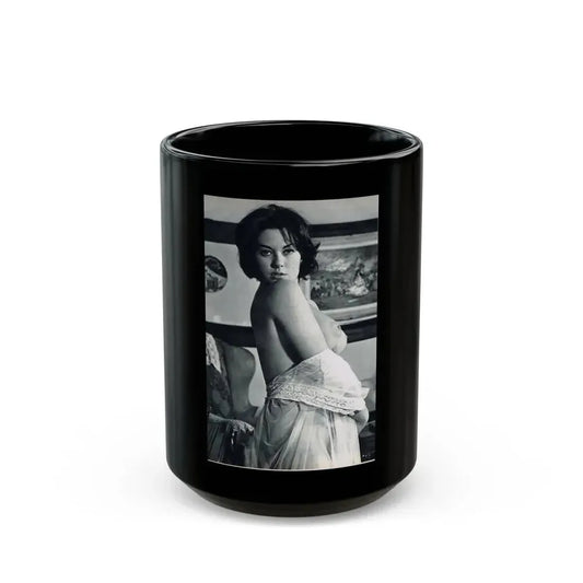 June Palmer #150 - Topless (Vintage Female Icon) Black Coffee Mug 15oz - Go Mug Yourself