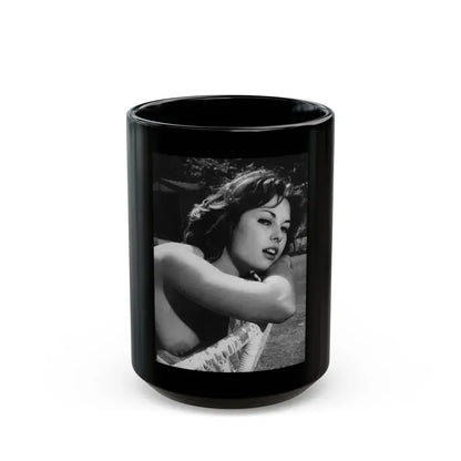 June Palmer #153 - Topless (Vintage Female Icon) Black Coffee Mug 15oz - Go Mug Yourself