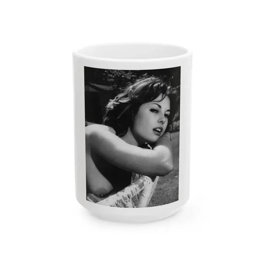 June Palmer #153 - Topless (Vintage Female Icon) White Coffee Mug 15oz - Go Mug Yourself