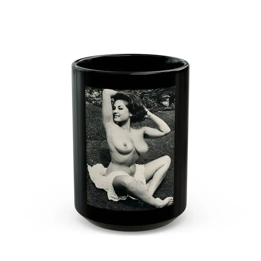 June Palmer #154 - Topless (Vintage Female Icon) Black Coffee Mug 15oz - Go Mug Yourself
