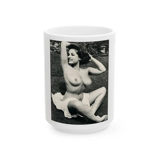 June Palmer #154 - Topless (Vintage Female Icon) White Coffee Mug 15oz - Go Mug Yourself