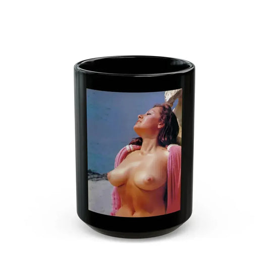 June Palmer #164 - Topless (Vintage Female Icon) Black Coffee Mug 15oz - Go Mug Yourself