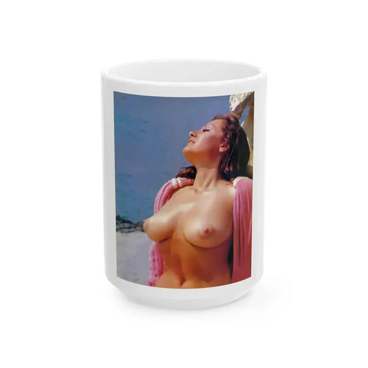 June Palmer #164 - Topless (Vintage Female Icon) White Coffee Mug 15oz - Go Mug Yourself