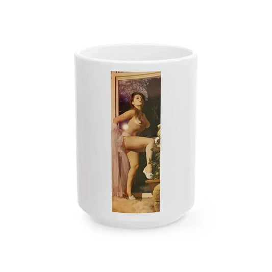 June Palmer #170 - Topless (Vintage Female Icon) White Coffee Mug 15oz - Go Mug Yourself
