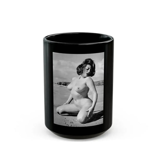 June Palmer #175 - Topless (Vintage Female Icon) Black Coffee Mug 15oz - Go Mug Yourself