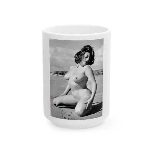 June Palmer #175 - Topless (Vintage Female Icon) White Coffee Mug 15oz - Go Mug Yourself
