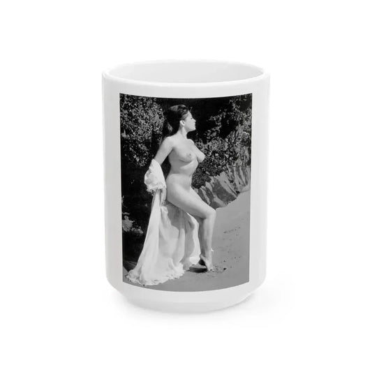 June Palmer #176 - Topless (Vintage Female Icon) White Coffee Mug 15oz - Go Mug Yourself