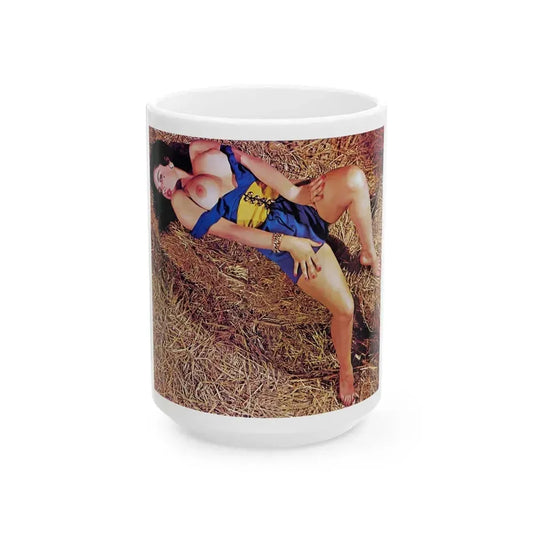 June Palmer #177 - Topless (Vintage Female Icon) White Coffee Mug 15oz - Go Mug Yourself