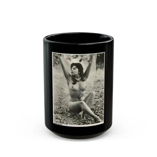 June Palmer #178 - Topless (Vintage Female Icon) Black Coffee Mug 15oz - Go Mug Yourself