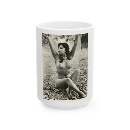 June Palmer #178 - Topless (Vintage Female Icon) White Coffee Mug 15oz - Go Mug Yourself