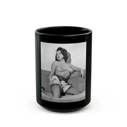 June Palmer #180 - Topless (Vintage Female Icon) Black Coffee Mug 15oz - Go Mug Yourself