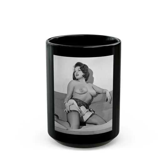 June Palmer #180 - Topless (Vintage Female Icon) Black Coffee Mug 15oz - Go Mug Yourself