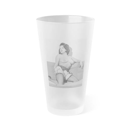 June Palmer #180 - Topless (Vintage Female Icon) Frosted Pint Glass 16oz-16oz-Frosted-Go Mug Yourself