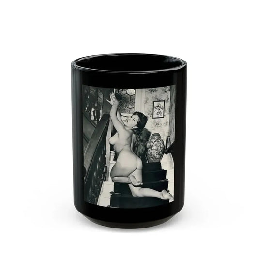 June Palmer #182 - Topless (Vintage Female Icon) Black Coffee Mug 15oz - Go Mug Yourself