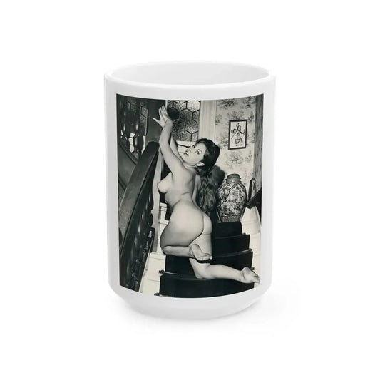 June Palmer #182 - Topless (Vintage Female Icon) White Coffee Mug 15oz - Go Mug Yourself