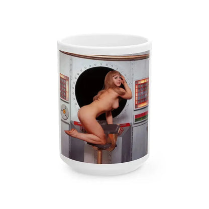 June Palmer #183 - Topless (Vintage Female Icon) White Coffee Mug 15oz - Go Mug Yourself
