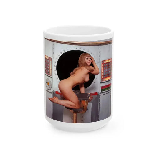 June Palmer #183 - Topless (Vintage Female Icon) White Coffee Mug 15oz - Go Mug Yourself