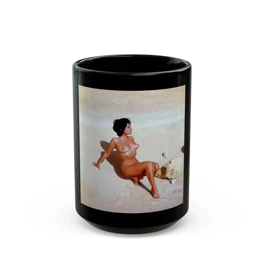 June Palmer #184 - Topless (Vintage Female Icon) Black Coffee Mug 15oz - Go Mug Yourself