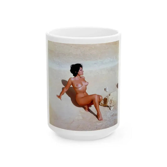 June Palmer #184 - Topless (Vintage Female Icon) White Coffee Mug 15oz - Go Mug Yourself