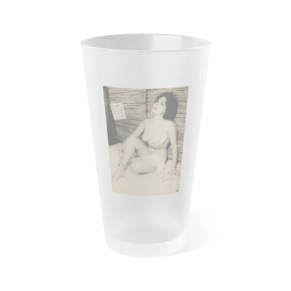 June Palmer #187 - Topless (Vintage Female Icon) Frosted Pint Glass 16oz-16oz-Frosted-Go Mug Yourself