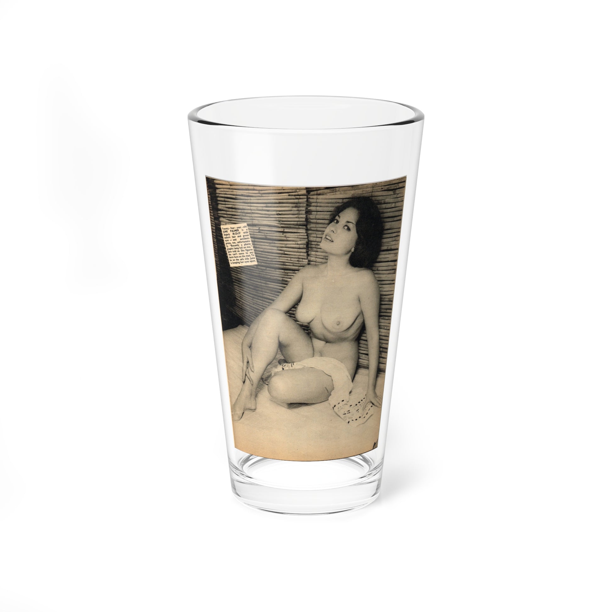 June Palmer #187 - Topless (Vintage Female Icon) Pint Glass 16oz-16oz-Go Mug Yourself