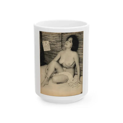 June Palmer #187 - Topless (Vintage Female Icon) White Coffee Mug 15oz - Go Mug Yourself