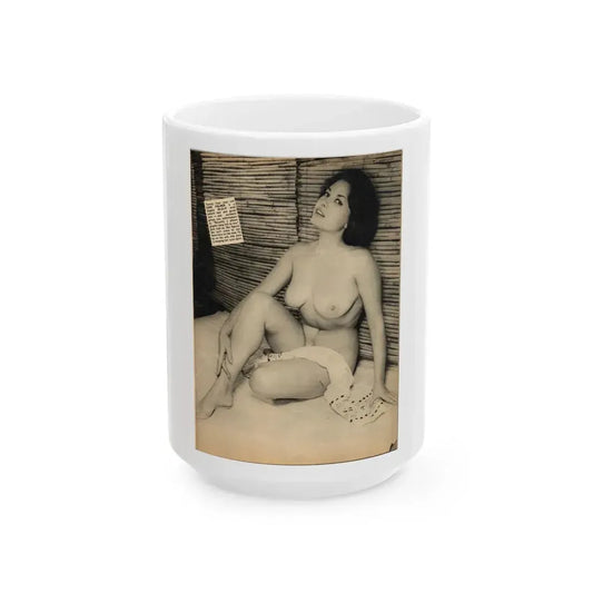 June Palmer #187 - Topless (Vintage Female Icon) White Coffee Mug 15oz - Go Mug Yourself