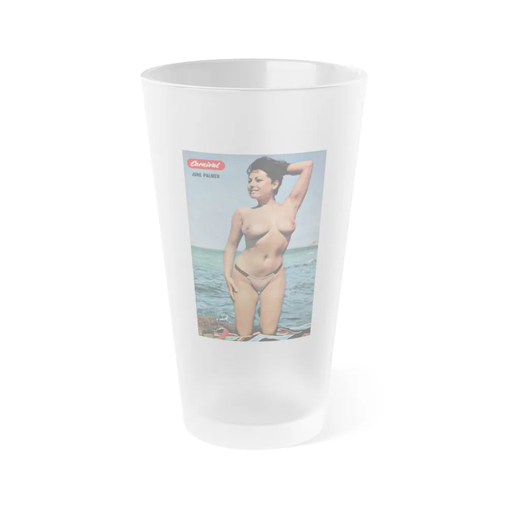 June Palmer #190 - Topless (Vintage Female Icon) Frosted Pint Glass 16oz-16oz-Frosted-Go Mug Yourself