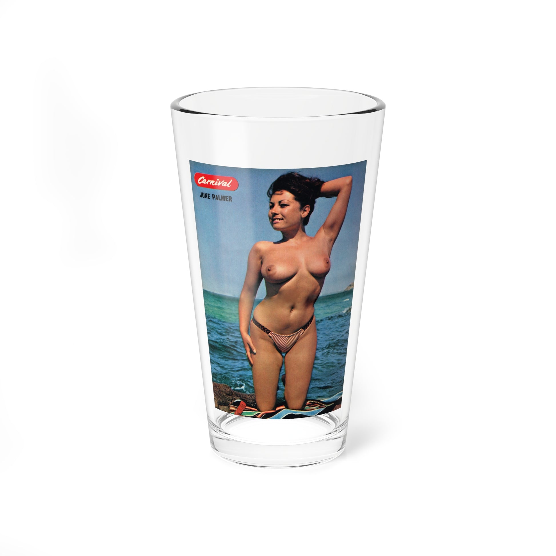 June Palmer #190 - Topless (Vintage Female Icon) Pint Glass 16oz-16oz-Go Mug Yourself