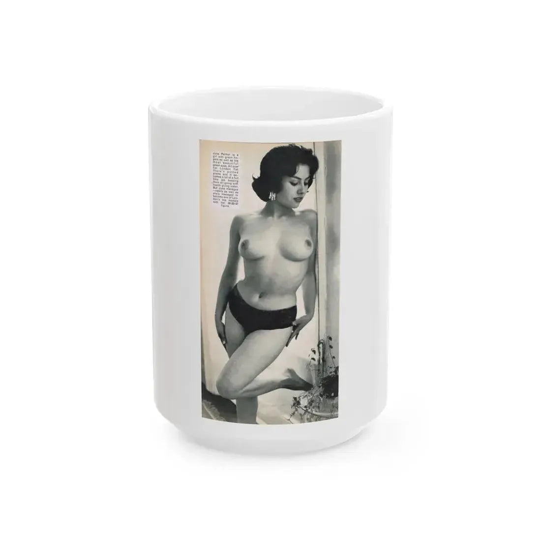 June Palmer #203 - Topless (Vintage Female Icon) White Coffee Mug 15oz - Go Mug Yourself